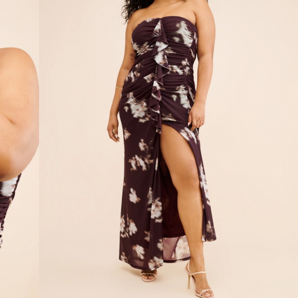 BHLDN (Anthropologie) Lily Strapless Stretch Satin maxi Dress - Picture 7 of 10